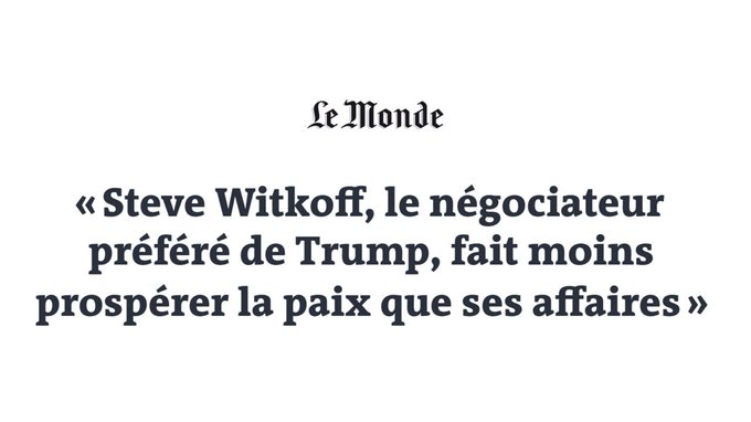 Why doesn’t Iran give in to US demands?  S47 EP 23:

Le Monde: "Trump’s favored negotiator, #Whitkoff, has boosted his own business more than achieving peace.
Since starting his diplomatic role, his #personal billionaire wealth has grown by 15% through expanded foreign contacts."